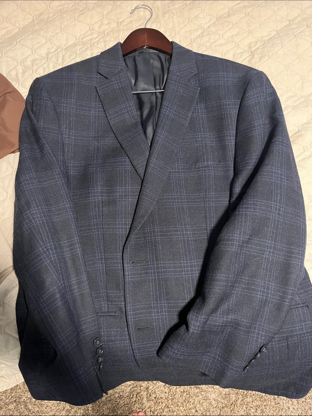 Calvin Klein Dark Blue Plaid Sport Coat